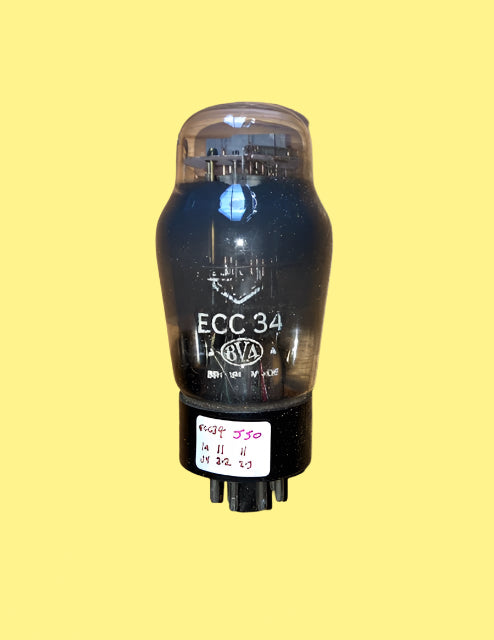 ECC34, MULLARD, OLD SHIELD, FACTORY CODE 1322 E1, 1951 PRODUCTION