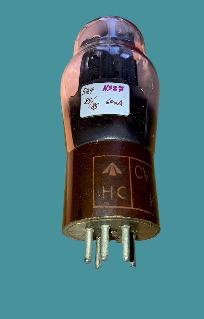 CV1863, MIL SPEC 5Z4G, STC, FOOTSCRAY, ORANGE BASE  PRINT, BROWN MICANOL BASE, BROKEN SPIGOT, MARCH 1952 MANUFACTURE