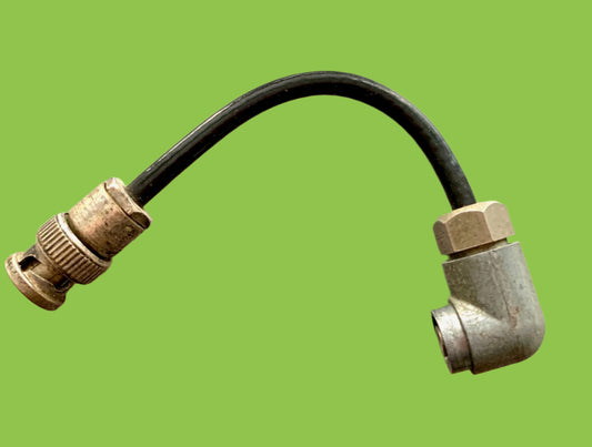 PYE PLUG, FEMALE, PYE SOCKET, COAXIAL RT ANGLE ENTRY, 10H/3911, AS USED ON, GEE , CABLED WITH BNC TERMINATION