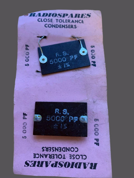 RS, RADIOSPARES, CLOSE TOLERANCE CONDENSERS, CAPACITORS, 5000pF,  PACK 2X