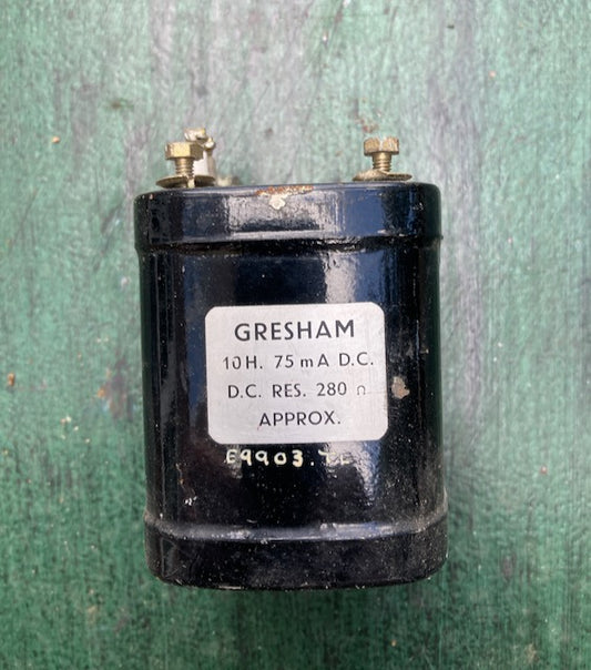 Gresham, 10H @ 75mA DC, 280R, Oil Filled Choke, NovembeR 1957 Manufacture, Ex-Equipment