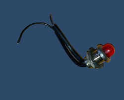 ARCOLECTRIC, CHROME BEZEL, RED LENS, 12mm DIA BODY, CAST METAL, SIGNAL LAMP, EX EQUIPT