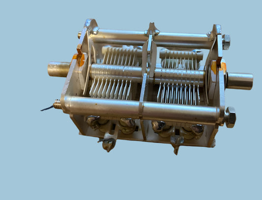 SILVER PLATED, EX MIL EQUIPT,  TUNING GANG, VARIABLE CAPACITOR, 75 + 75pF