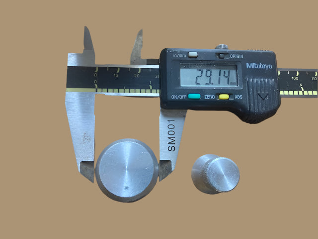 SET OF 2x, ALUMINIUM KNURLED EDGE, KNOBS,, 6mm SPLINE,14mm & 29mm DIA.