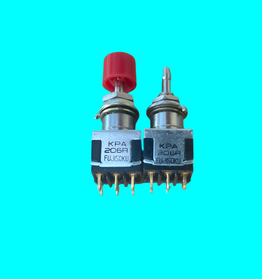 2X MOMENTARY SWITCHES, FUJISOKU, 206R, KPA206R, NOS, ONE MISSING KNOB