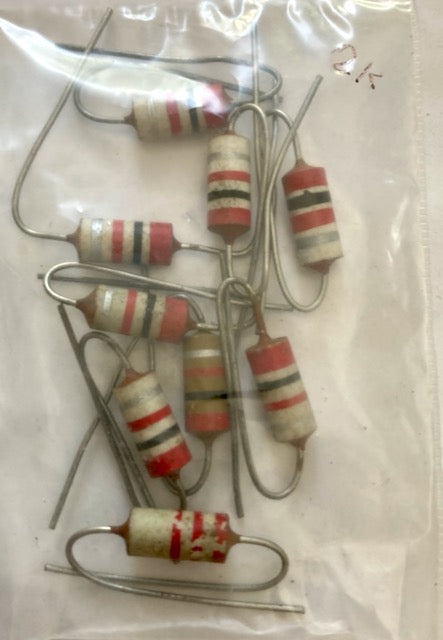 2K 0.125W, Erie, Type 109, Carbon Resistors, High Stability,