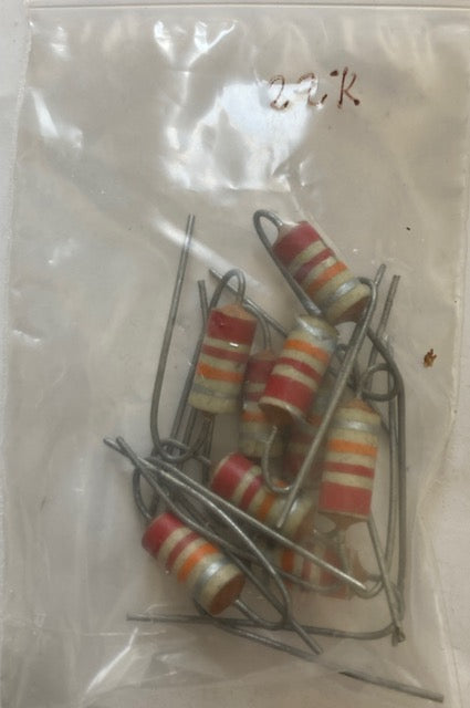 22K, 22000R, 0.125W, Erie, Type 109, Carbon Resistors, High Stability,