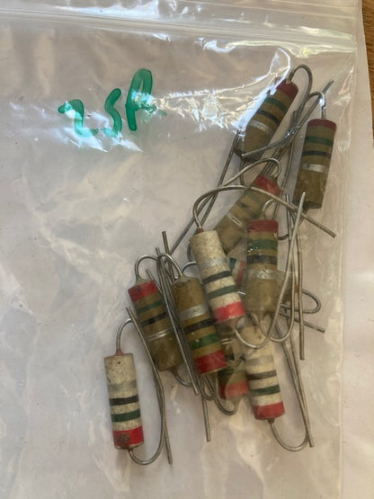 25R, 0.25W, Erie, Type 108, Carbon Resistors, High Stability,