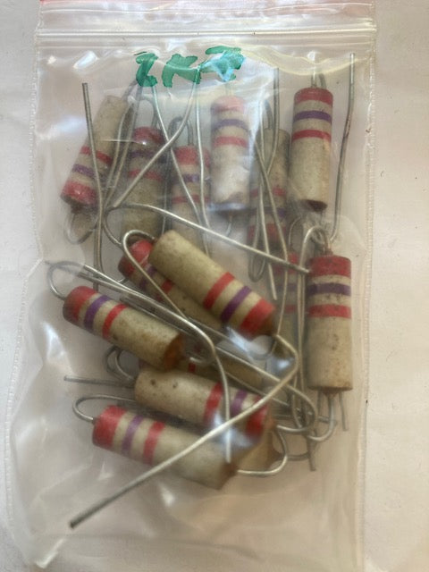 2K7, 0.25W, Erie, Type 108, Carbon Resistors, High Stability,