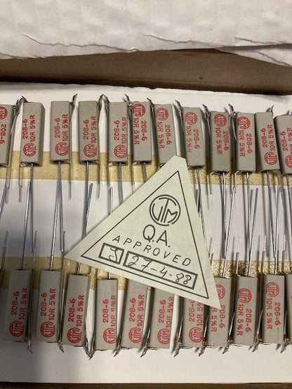 Box of 20+ pcs, NOS, VITROHM, 208-6, 10R, 10 ohm 3W, Fused Ceramic Resistors
