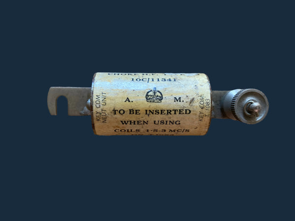 AIR MINISTRY, CHOKE HF, 10C/11341, USE WITH COILS 1.5-3 MC/S ON T1083 TRANSMITTER