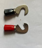 CLIX, LARGE HOOK SPADE,  HOOKED CONNECTORS,  TC.4xx, BLACK & RED PAIR, AS USED ON AVO TEST LEADS
