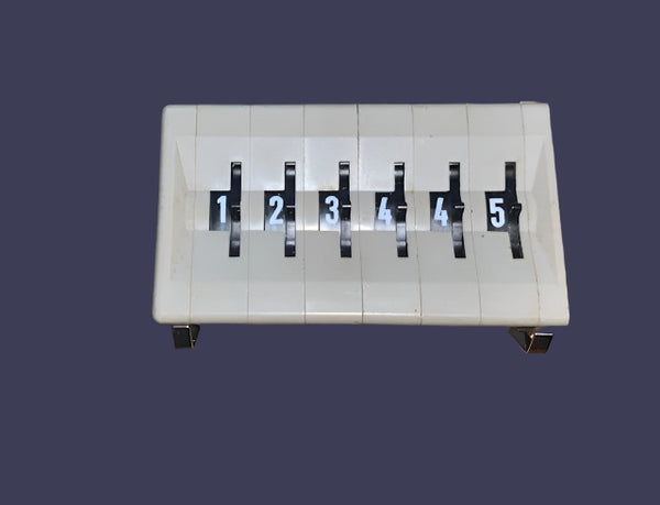 CONTRAVES, SWISS, THUMB WHEEL SWITCH BLOCK, MULTISWITCH SERIES M, 8 X 33mm,  6 WAY, M161S SWITCH MODULES WITH END CHEEKS