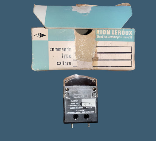 Brion Leroux, edge read meter, ammeter scaled 0 - 500UA, NEW BOXED, 1972 EX HARWELL AEA