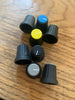 2X BLACK KNOB, COLLET FIX,  21mm DEPTH, 19mm DIA, 6mm SHAFT