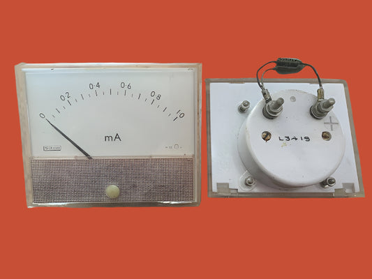 SIFAM, TYPE 32,   MOVING COIL METER, SCALED 0-1mA, approx 3.5 x 3 ins