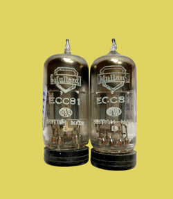 CV455, MULLARD MIL SPEC ECC81, MATCHED PAIR , DECEMBER 1953 MITCHAM MANUFACTURE