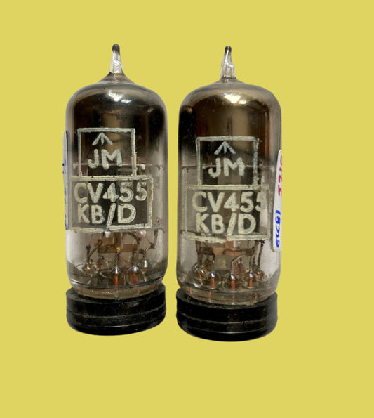 CV455, MULLARD MIL SPEC ECC81, MATCHED PAIR , DECEMBER 1953 MITCHAM MANUFACTURE