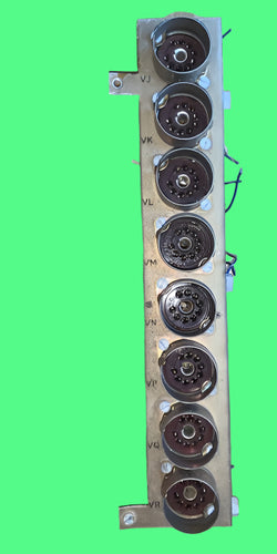 7X MCMURDO, B9A, VALVE BASES, SHIELEDED, BROWN MICANOL,MOUNTED ON METAL PLATE, EX EQUIPT