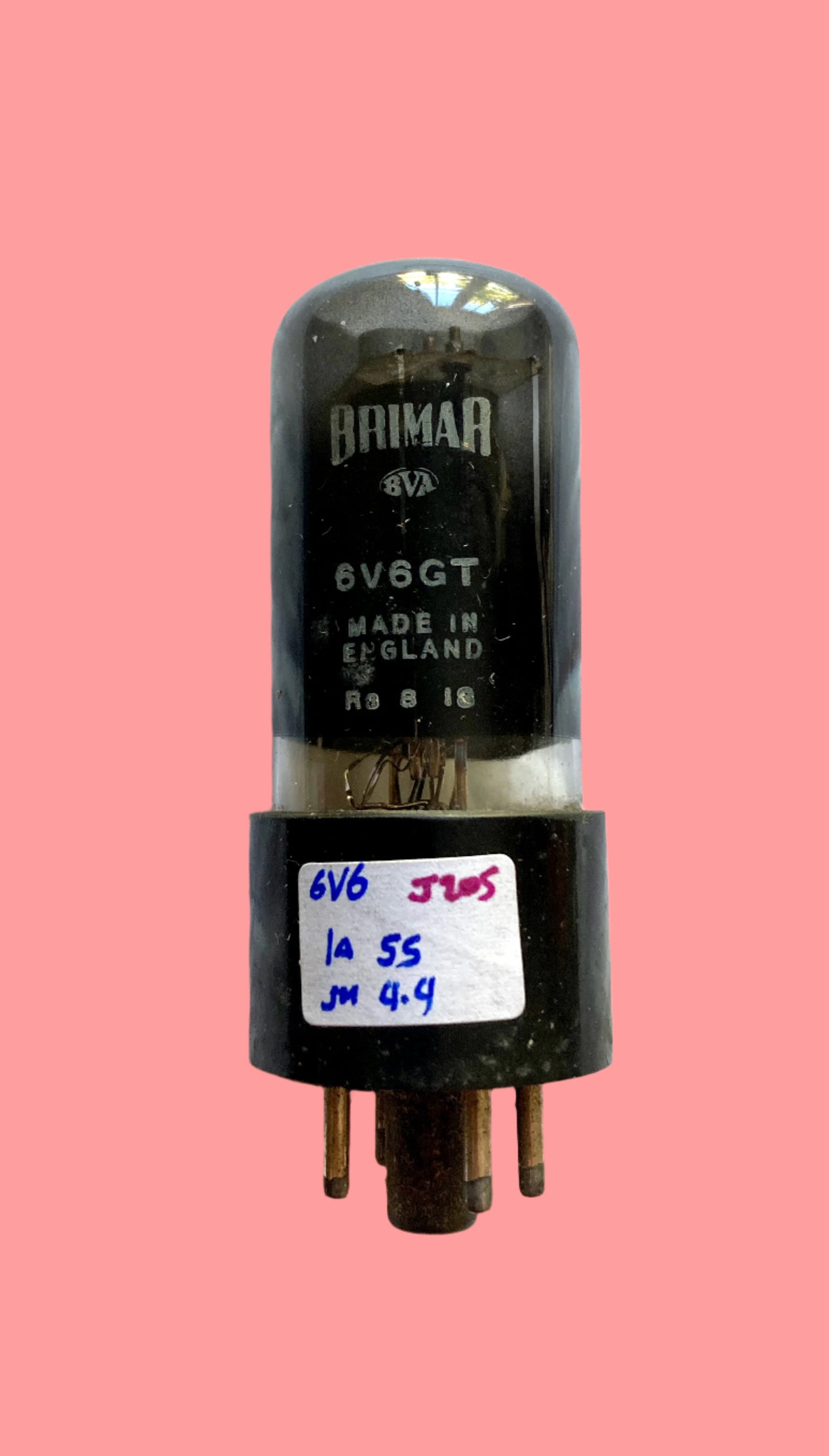 6V6GT, BRIMAR, BLACK GLASS, WHITE PRINT, AUGUST 1959 FOOTSCRAY MANUFACTURE, VT-107A, 6V6