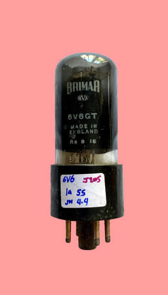 6V6GT, BRIMAR, BLACK GLASS, WHITE PRINT, AUGUST 1959 FOOTSCRAY MANUFACTURE, VT-107A, 6V6