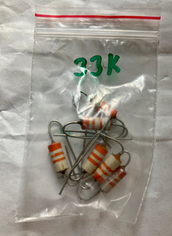 33K, 0.125W, Erie, Type 109, Carbon Resistors, High Stability,
