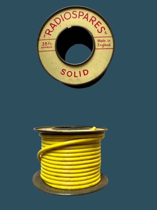 RS, RADIOSPARES, YELLOW, STRANDED WIRE, 36 FT, 2 INS DIA TIN REEL,