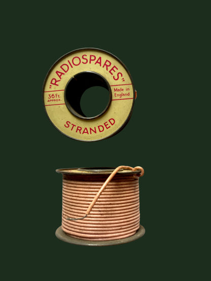 RS, RADIOSPARES, PINK, STRANDED WIRE, 36 FT, 2 INS DIA TIN REEL,