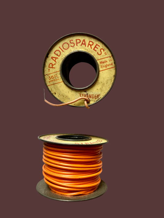 RS, RADIOSPARES, ORANGE, STRANDED WIRE, 36 FT, 2 INS DIA TIN REEL,