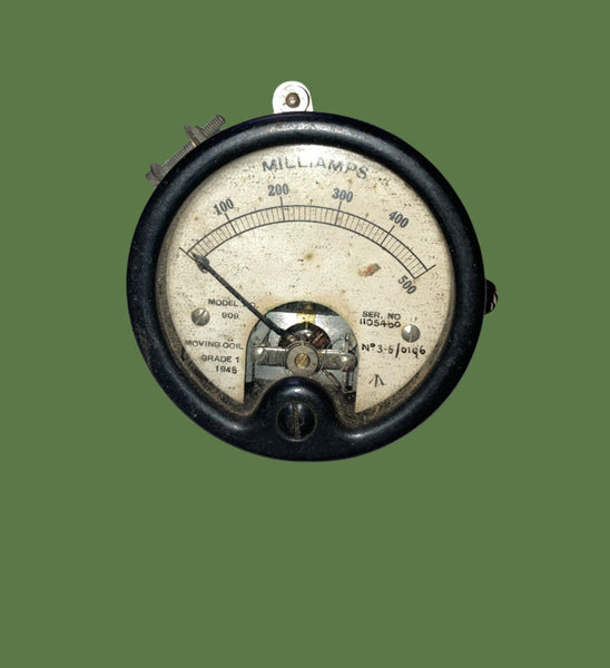 Weston Model no 909, moving coil meter, 53mm Dia,  Scaled 0-500mA, dated 1948