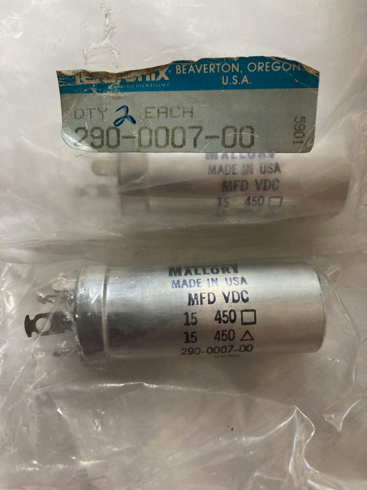 MALLORY, ELECTROLYTIC  CAPACITOR,15 + 15uF @ 450V, NOS