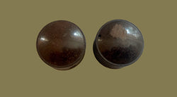 Pair, 2X, Brown Bakelite, Milled Edge Knob, Brass bushed, 25mm Dia, 18mm Height, 5mm Shaft