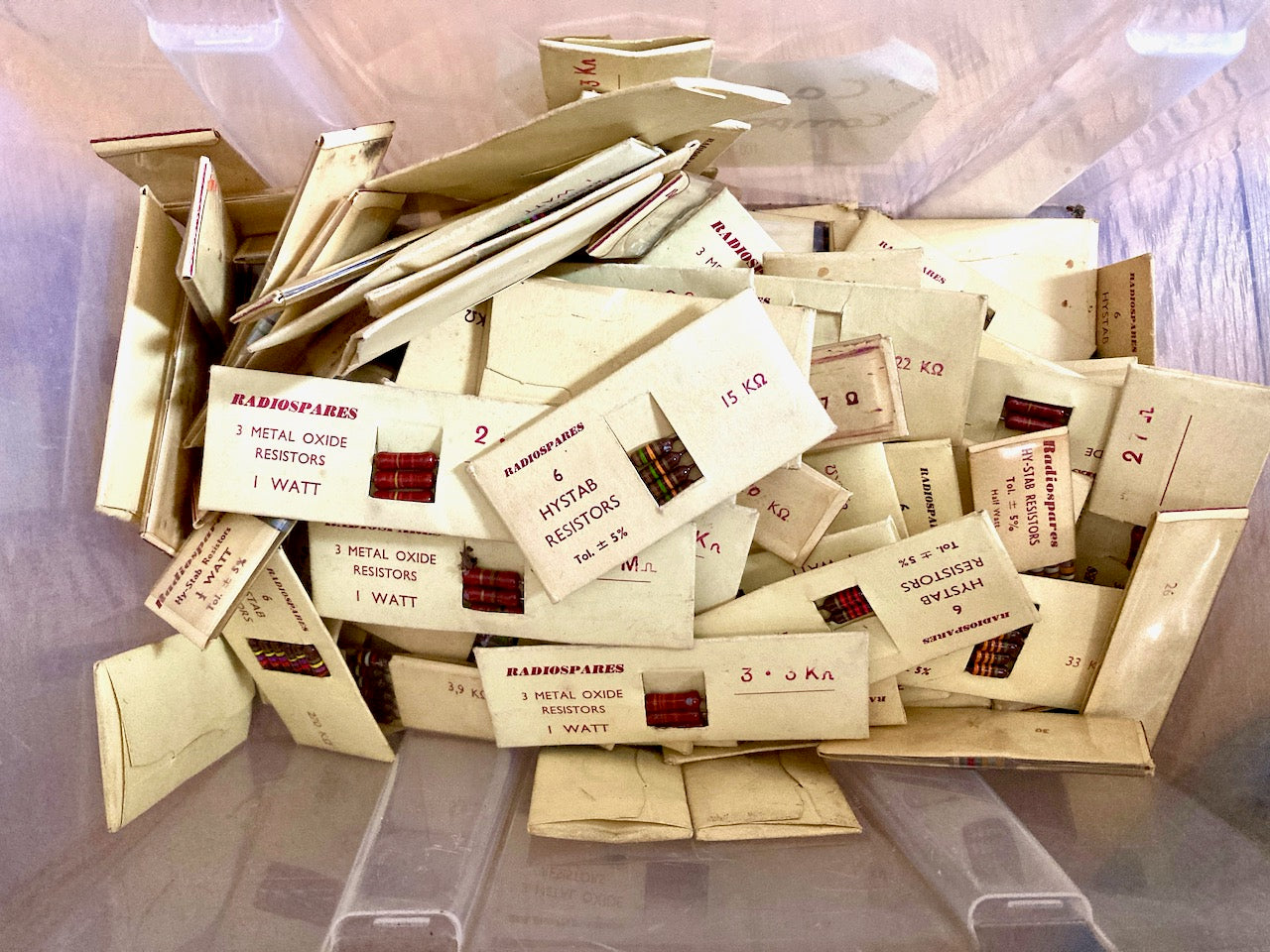 Radiospares, RS,Hystab,High Stability, Resistor 5% 0.5W Piher, Carbon Film, CF, BOXED  Various Values