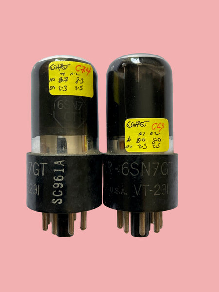 6SN7GT, KEN-RAD, MATCHED PAIR,  VT-231,  GREY GLASS, FAT BASE, BOTTOM GETTER FLASH, Q4 1944 PRODUCTION, 6SN7