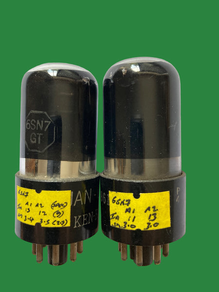 Two vacuum tubes with labels on a white background