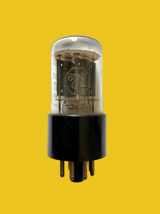 6SN7GT, Cossor, Made in England, Fat Black Base, Clear Glass, White Print,  1950's Manufacture, 6SN7