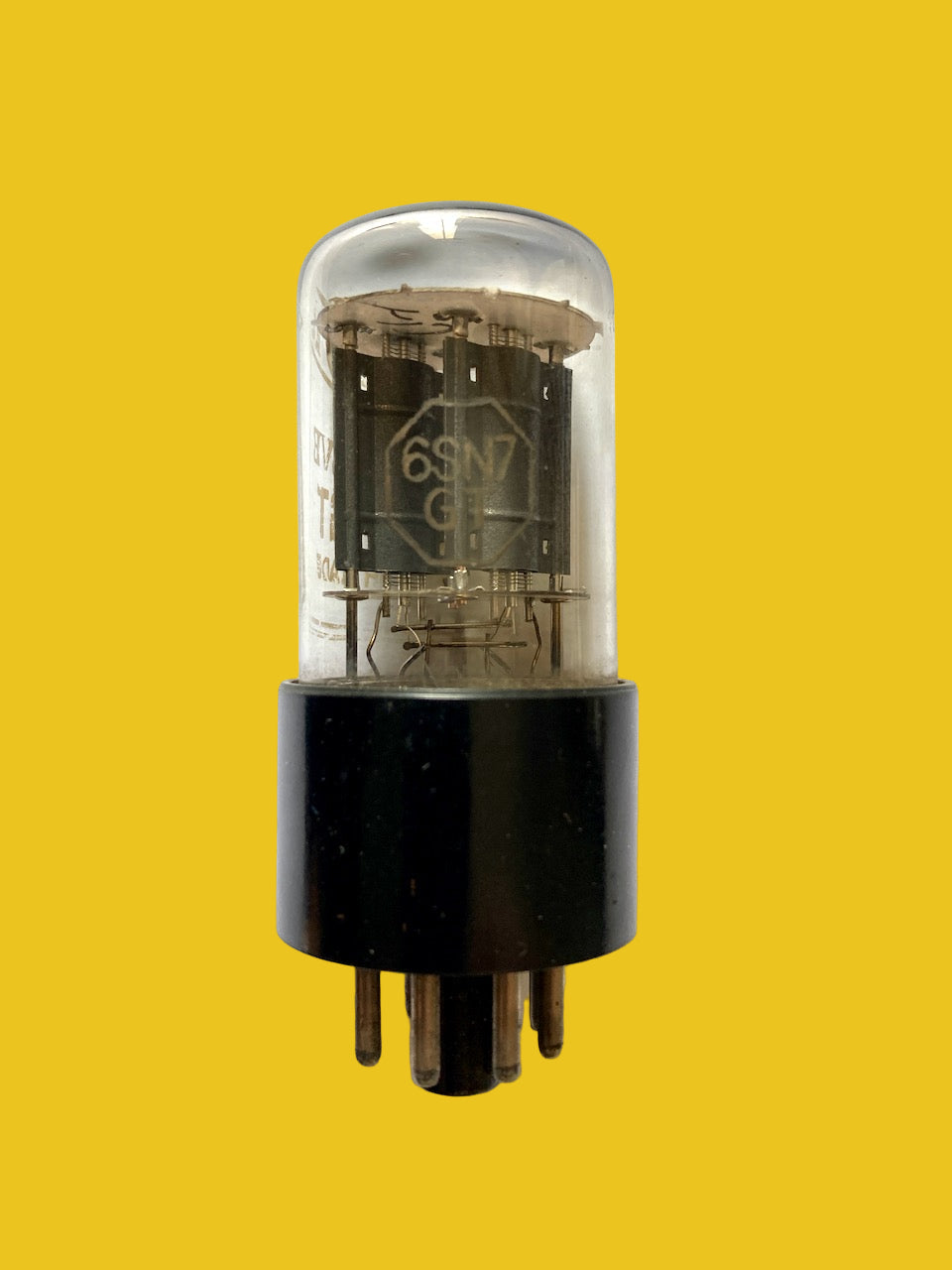 6SN7GT, Cossor, Made in England, Fat Black Base, Clear Glass, White Print,  1950's Manufacture, 6SN7