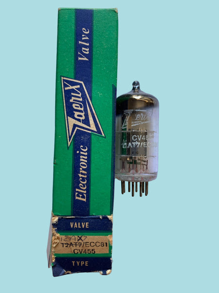 ECC81, ZAERIX BRANDED  RFT, FUNKWERK ERFURT, BOXED, NOS, 1970S PRODUCTION