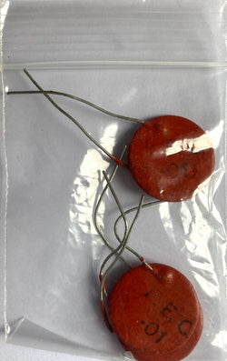Pack of 3x Dublier, 0.01uF, µF, mF, mFD,  2kV,  2000VDC, Ceramic Disc Capacitors
