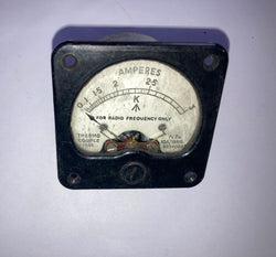 2.25ins square.,  2.0 ins mounting aperture, Thermocouple Ammeter, Air Ministry, 10A/19815, Scaled 0-53A