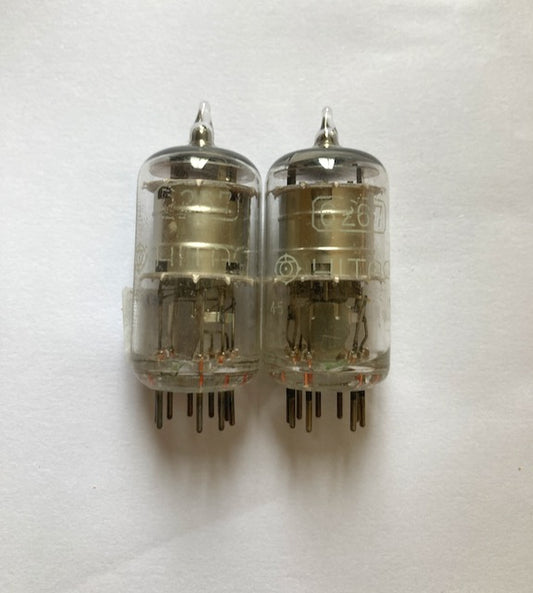 6267, HITACHI, MATCHED PAIR, SOLID SCREEN, APRIL 1965 TOKYO MANUFACTURE, EF86