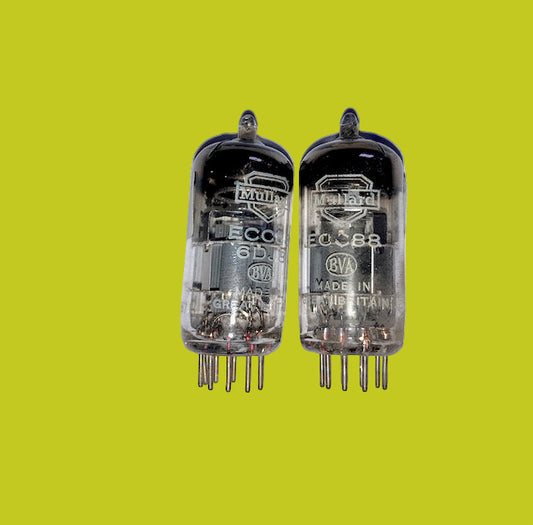 ECC88, MULLARD, MATCHED PAIR, SAME FACTORY CODE, GA2 B7H2/3, BLACKBURN AUGUST 1967  MANUFACTURE, ECC88