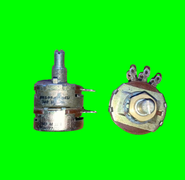 Plessey, PLW, PLW/77/50, Rotary Potentiometer,  Co-axial Spindle Operated, 1M + 1M  Lin, 2 gang,  1 Turns,  5995-99-415-0637
