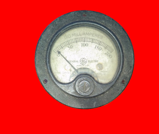 Moving Coil Meter, General Electric, DW41,Dated 1945, Scaled 0- 200mA, 53mm, mounting dia., 66mm bezel dia