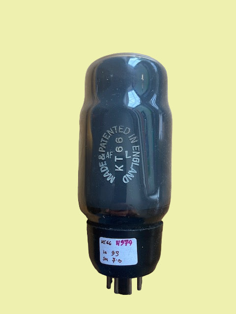 KT66, GEC, BLACK BASE,GREY GLASS , LARGE OVAL CARTOUCHE, HIGHGROVE  PRODUCTION, JUNE 1945,