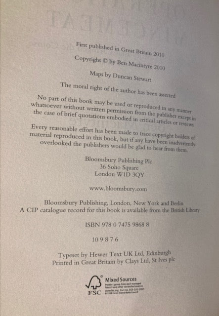 Operation Mincemeat, The True Spy Story That Changed the Course of World War, Hardback First Edition