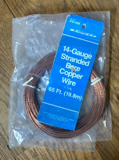 ARCHER, 14-GAUGE, STRANDED BARE COPPER WIRE, 19.8M, 65 FT, 278-1329, NOS