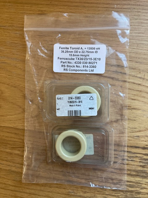 RADIOSPARES, RS, FERROXCUBE, Ferrite Ring Ring Core, 36.25 x 22.75,  RS Stock No.: 814-3360,  Mfr. Part No.: 433003080271