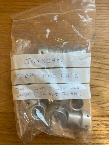 Pack of 12x Aluminium Trap End Caps, length 32mm, small dia. 18mm, large dia. 28mm, Thought to be Jaybeam
