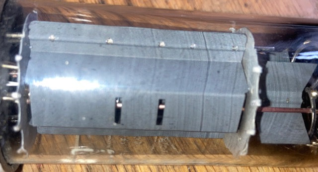 EL34, PINNACLE BRANDED TESLA, FAT BROWN BASE, FAINT WHITE PRINT, TWIN HALO GETTER ,  196Os PRODUCTION, 6CA7